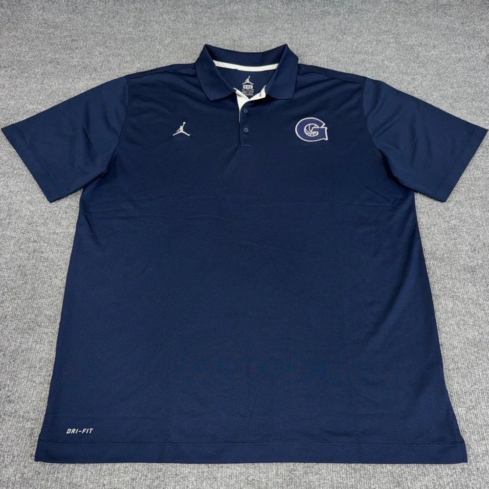 Georgetown Hoyas Nike Air Jordan Golf Polo Men 2XL Navy Blue Golf Dri-Fit Logo